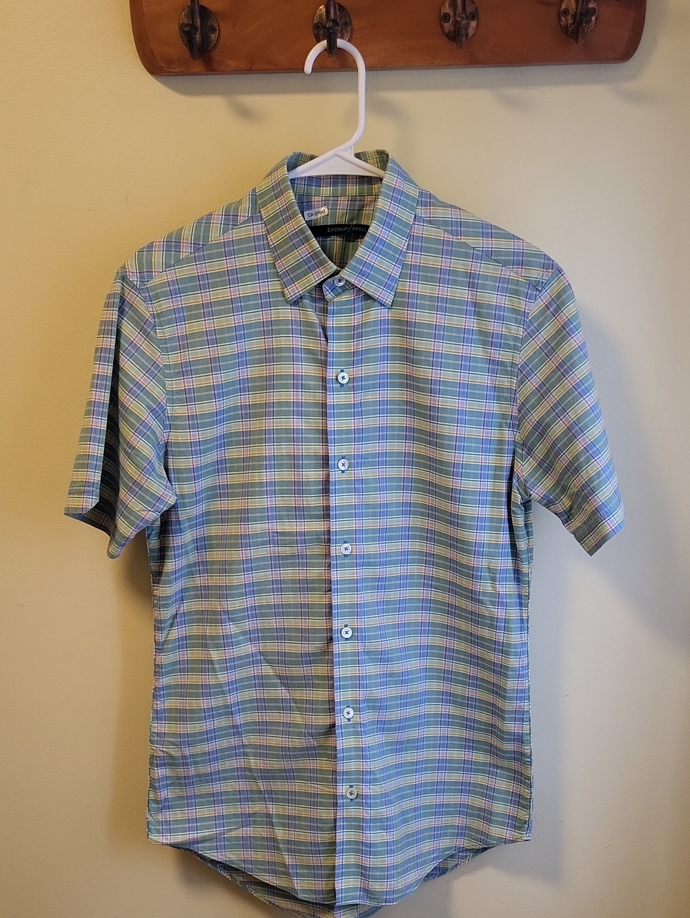 ZACHARYPRELL Blue and Green Plaid Short Sleeve Button-Down